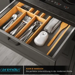 Arendo Elektrischer Dosenöffner Deckelöffner, Büchsenöffner für alle Dosengrößen, automatische 360° Drehung, Automatikstopp, Öffnung ohne scharfe Kanten Best