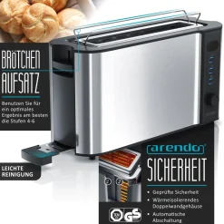 Arendo Frühstücks-Set in silber - Wasserkocher / Toaster / Eierkocher Outlet