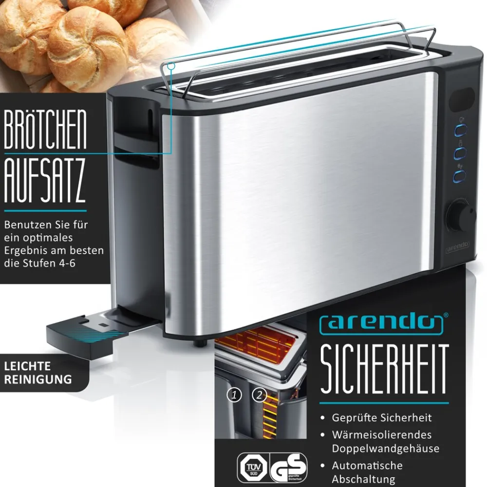 Arendo Frühstücks-Set in silber - Wasserkocher / Toaster / Eierkocher Outlet