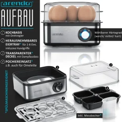 Frühstücks-Set in silber - Wasserkocher / Toaster / Eierkocher ^ Arendo