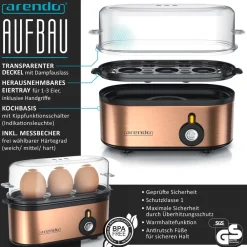 Frühstücksset 3 teilig, Wasserkocher, Toaster, Eierkocher ^ Arendo Sale
