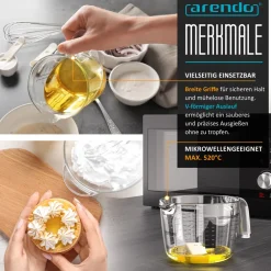 Arendo Messkrug Set 250, 500, 1000 ml, hitzebeständig, Borosilikatglas Online