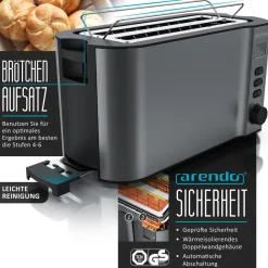 - SET Toaster MANHA mit Eierkocher SEVENCOOK Edelstahl Grau, Toaster 4 Scheiben, LED-Display, 6 Bräunungsgrade, Brötchenhalter - Eierkocher 1-7 ^ Arendo New