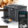 Arendo Toaster, 4 kurze Schlitze, für 4 Scheiben, 1750 W, Automatik, Edelstahl, Wärmeisolierendes Doppelwandgehäuse Hot