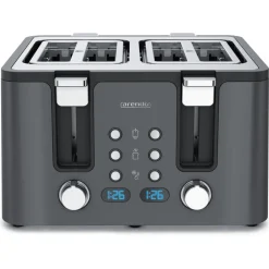 Arendo Toaster, 4 kurze Schlitze, für 4 Scheiben, 1750 W, Automatik, Edelstahl, Wärmeisolierendes Doppelwandgehäuse Hot