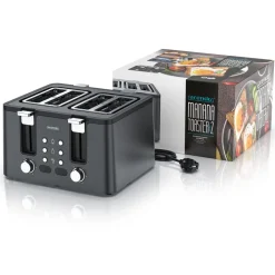Arendo Toaster, 4 kurze Schlitze, für 4 Scheiben, 1750 W, Automatik, Edelstahl, Wärmeisolierendes Doppelwandgehäuse Hot