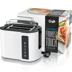 Arendo Toaster Wärmeisoliertes Doppelwandgehäuse, Display mit Restzeitanzeige, 2 kurze Schlitze, für 2 Scheiben, 800 W, Touchpanel, Brötchenaufsatz, 7 Bräunungsgrade, Brotscheibenzentrierung Sale