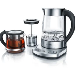 Wasserkocher 1,7 l, 2400 W, Edelstahl mit Teeaufsatz, Teekocher, Temperatureinstellung 70 - 100° C ^ Arendo Hot