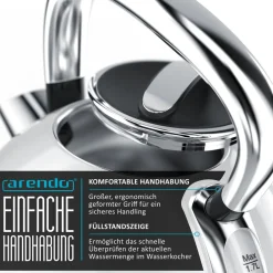 Arendo Wasserkocher 1,7 l, 2200 W, Edelstahl, Retro Style, Vintage, Überhitzungs & Trockenkochschutz, weiß Outlet