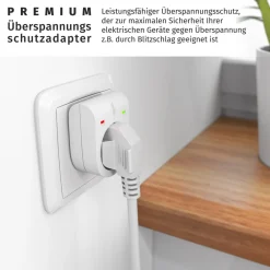 Arendo 2x Steckdose, Schutzkontakt Überspannungsschutzadapter, LED, Kindersicherung, 3500W Outlet