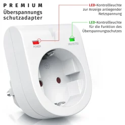 Arendo 2x Steckdose, Schutzkontakt Überspannungsschutzadapter, LED, Kindersicherung, 3500W Outlet