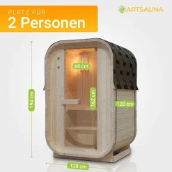Faauna Novik für 1 bi 2 Peronen, it 3,6 kW Ofen & Zubehör für Garten, Cube Deign ^ Artsauna Best