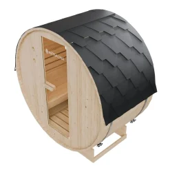 Fasssauna Spitzbergen 120 - 2 Personen, 3,6 kW Ofen, Zubehör - Fichtenholz Sauna ^ Artsauna Online