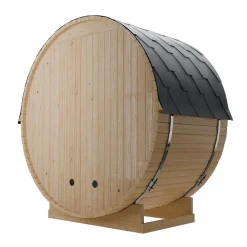 Fasssauna Spitzbergen 120 - 2 Personen, 3,6 kW Ofen, Zubehör - Fichtenholz Sauna ^ Artsauna Online