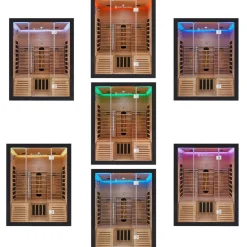 Infrarotkabine Helsinki 150 mit Dual Technologie & LED - 3 Personen Wärmekabine Schwarz ^ Artsauna Hot
