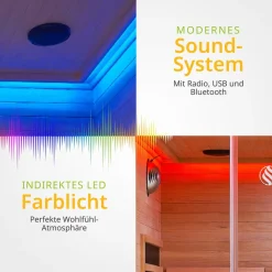 Infrarotkabine Helsinki 150 mit Dual Technologie & LED - 3 Personen Wärmekabine Schwarz ^ Artsauna Hot