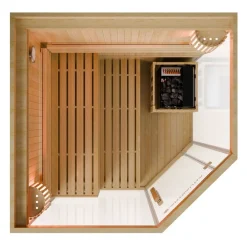 Saunakabine Espoo150 Premium mit Saunaofen – 3 Personen – Hemlock Holz & Glasfront ^ Artsauna