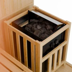 Saunakabine Espoo150 Premium mit Saunaofen – 3 Personen – Hemlock Holz & Glasfront ^ Artsauna