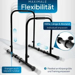 Dip Barren - Dip Station bis 500 kg - Liegestützgriffe - verstellbar - Push Up Bar Schwarz ^ ArtSport