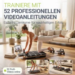 ® Pilates Reformer Board Movea in - Ganzkörper-Fitnessgerät mit 6 Trainingsbändern, Mini Reformer inkl. 52 x Trainingsvideos ^ ArtSport Hot
