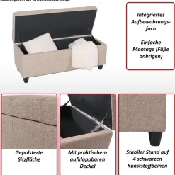 MCW Aufbewahrungs-Truhe Kriens, Sitzbank Bank, Stoff/Textil, 45x114x45cm MVG-zertifiziert ~ dunkelgrau