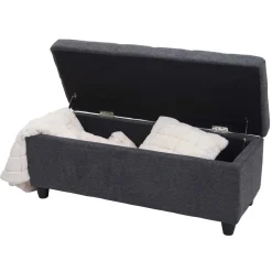 MCW Aufbewahrungs-Truhe Kriens, Sitzbank Bank, Stoff/Textil, 45x114x45cm MVG-zertifiziert ~ dunkelgrau