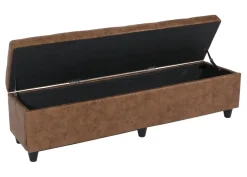 MCW Aufbewahrungs-Truhe Sitzbank Bank Kriens XXL, Stoff/Textil, 180x45x45cm ~ Wildlederimitat New