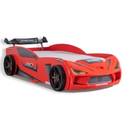Autobett 90x200 Rio Kinderbett mit LED Leuchte und Lattenrost Rot ^ Aileenstore Hot