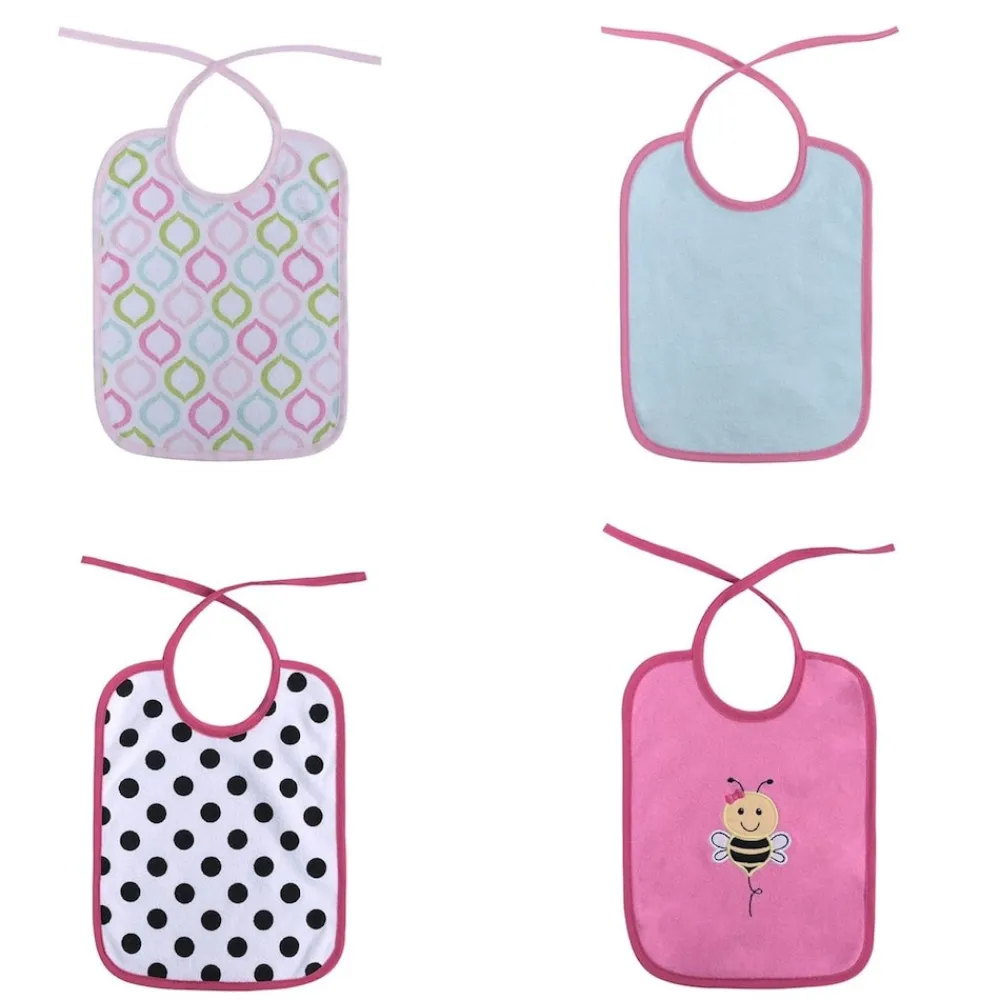 Baby Care Babylatz 7-teiliges Set, zweilagig, waschbar, Bindebänder, ab Geburt rosa blau Sale