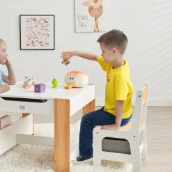 Baby Vivo Kindersitzgruppe mit multifunktionalem Tisch und 2 Stühlen aus Holz - Mia Online