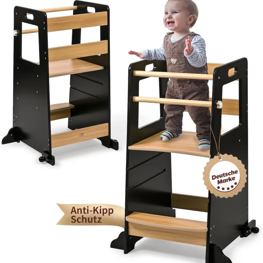 Baby Vivo Lernturm aus Holz höhenverstellbar - Noah in Schwarz Online