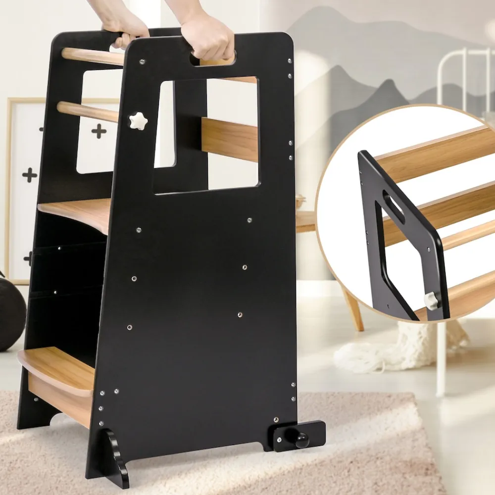 Baby Vivo Lernturm aus Holz höhenverstellbar - Noah in Schwarz Online