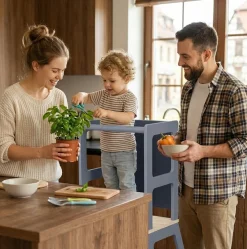 Lernturm aus Holz - Mit Tafel in Grau ^ Baby Vivo New