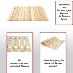 MCW Badematte -E73, Duschmatte Badvorleger Badteppich, Bambus rutschfest, 60x50cm Clearance