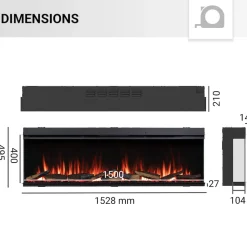 BALDERIA Elektrokamin Athena 60 - Einbau, Heizung 1500 W, App-Funktion Outlet