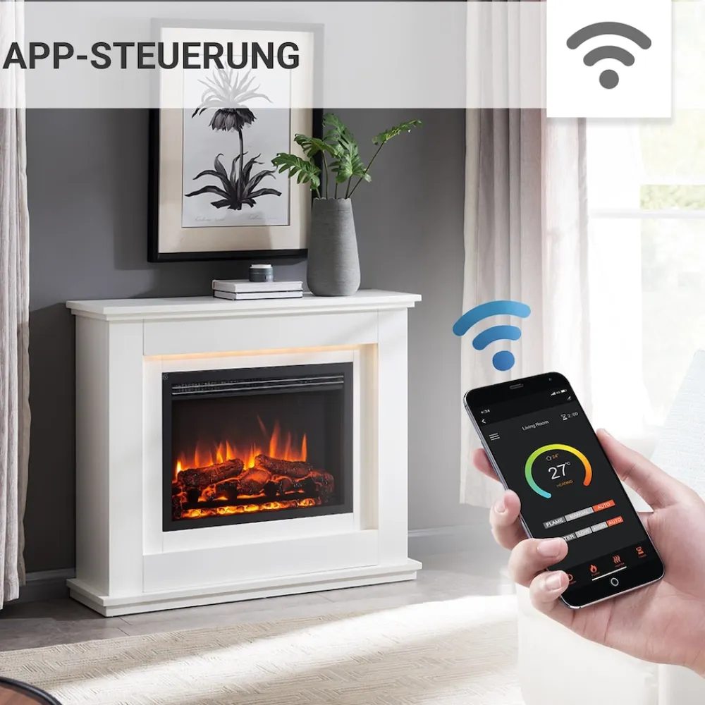 Elektrokamin Baldur - Standkamin mit Heizung 2000 W, weiß ^ BALDERIA Online