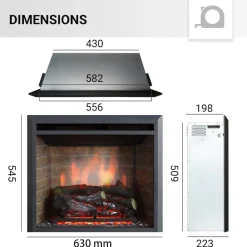 BALDERIA Elektrokamin Calida 23 - Einbau mit Heizung 2000 W, 3D-Flamme