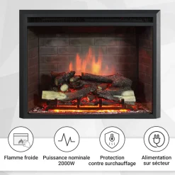 BALDERIA Elektrokamin Calida 33 - Einbau mit Heizung 2000 W, 3D-Flamme Outlet