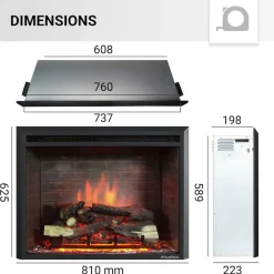 BALDERIA Elektrokamin Calida 30 - Einbau mit Heizung 2000 W, 3D-Flamme Discount