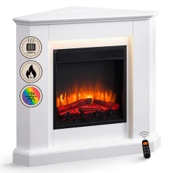 BALDERIA Elektrokamin Candela - Eckkamin, Heizung 2000 W, weiß Outlet