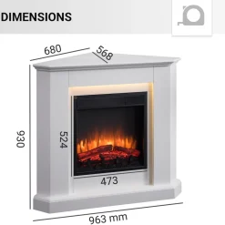 BALDERIA Elektrokamin Candela - Eckkamin, Heizung 2000 W, weiß Outlet