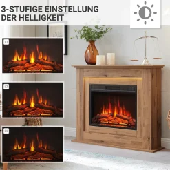 BALDERIA Elektrokamin  Finn - Standkamin, Heizung 2000 W, dunkle Eiche New
