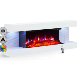 BALDERIA Elektrokamin Lumina - Wandkamin mit Heizung 1800 W, weiss Sale