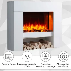 BALDERIA Elektrokamin Naran - Standkamin mit Heizung 2000 W, weiss Sale