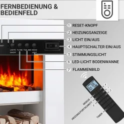 BALDERIA Elektrokamin  Naran - Standkamin mit Heizung 2000 W, weiss Sale
