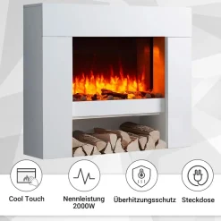 BALDERIA Elektrokamin  Naran - Standkamin mit Heizung 2000 W, weiss Sale