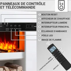 BALDERIA Elektrokamin  Naran - Standkamin mit Heizung 2000 W, weiss Sale