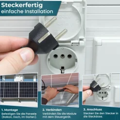 Veska Balkonkraftwerk 830 W / 800 W Photovoltaik Solaranlage Steckerfertig WIFI Smarte Mini-PV Anlage 800 Watt, Schwarz Sale
