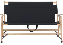 MCW Bambus Campingbank -Q40, Outdoorbank Picknickbank Gartenbank, klappbar Tragegriff Stoff/Textil 117cm ~ schwarz
