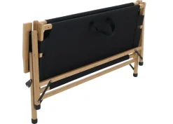 MCW Bambus Campingbank -Q40, Outdoorbank Picknickbank Gartenbank, klappbar Tragegriff Stoff/Textil 117cm ~ schwarz